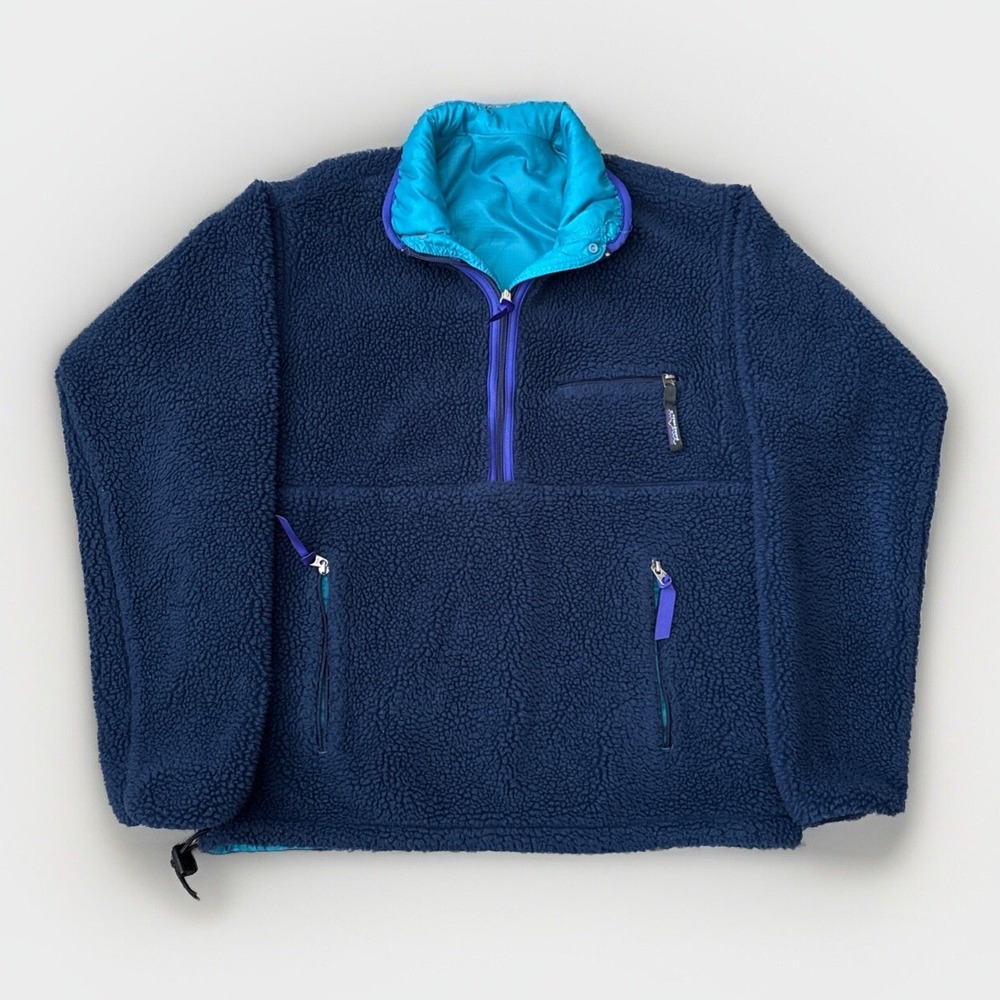 Patagonia Glissade Jacket Sz S Reversible Deep Pile Fleece Rare‎ VTG USA Made